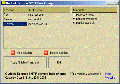 Outlook Express SMTP server changer - Change fast SMTP on multiple OE accounts